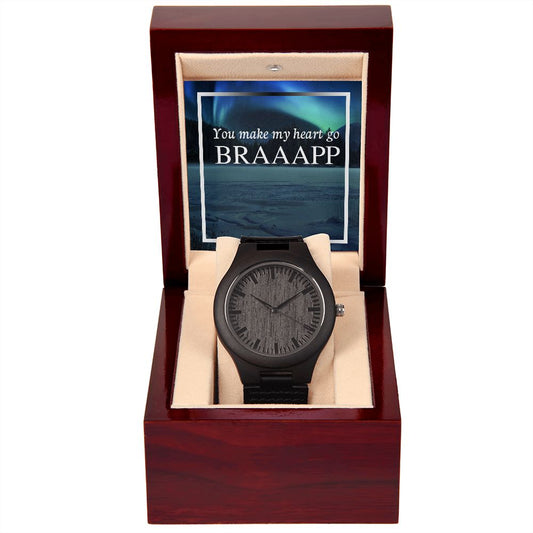 Wooden Men's Watch with Real Leather Strap